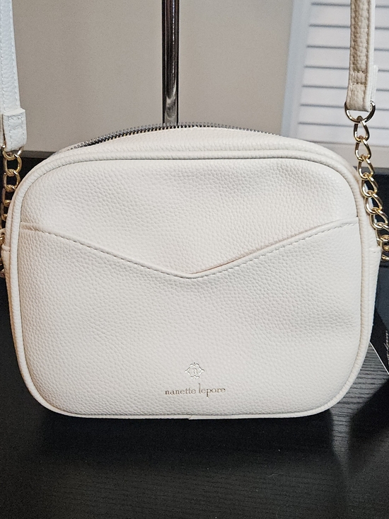 Nanette Lepore Handbags - NWT Nanette Lepore Ivory Pebbled Faux Leather Camera Crossbody Bag Gold Chain